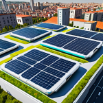 **Prompt:** *Futuristic cityscape, electric drones delivering packages, rooftop landing pads, solar panels, green energy, fast and eco-friendly delivery, Turkish urban style, vibrant colors, aerial view, hyperrealistic.*