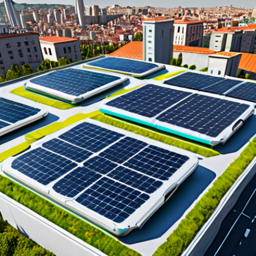**Prompt:** *Futuristic cityscape, electric drones delivering packages, rooftop landing pads, solar panels, green energy, fast and eco-friendly delivery, Turkish urban style, vibrant colors, aerial view, hyperrealistic.*