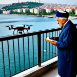 드론 배송 서비스의 고객 기반 확대 전략 - **

"A senior citizen in Istanbul, fully clothed in modest attire, receiving a package from a drone ...