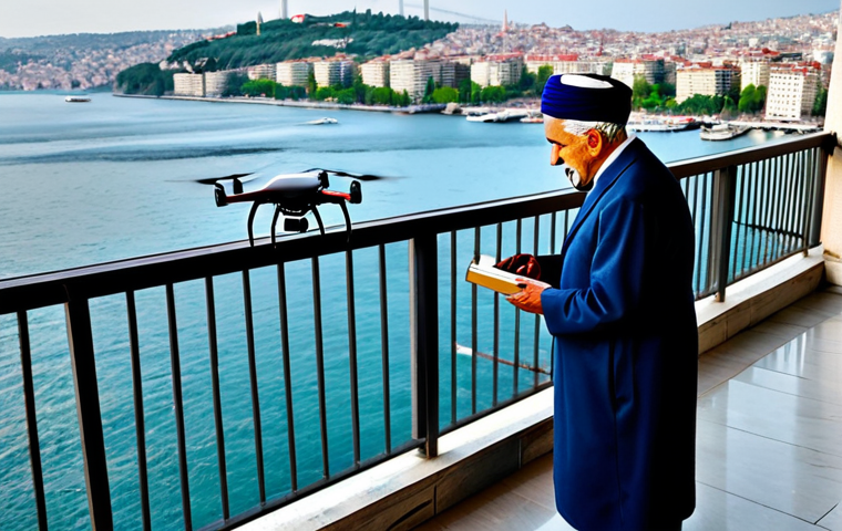 드론 배송 서비스의 고객 기반 확대 전략 - **

"A senior citizen in Istanbul, fully clothed in modest attire, receiving a package from a drone ...